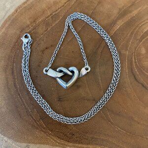 RETIRED James Avery Heart Knot Necklace, 16", Sterling Silver